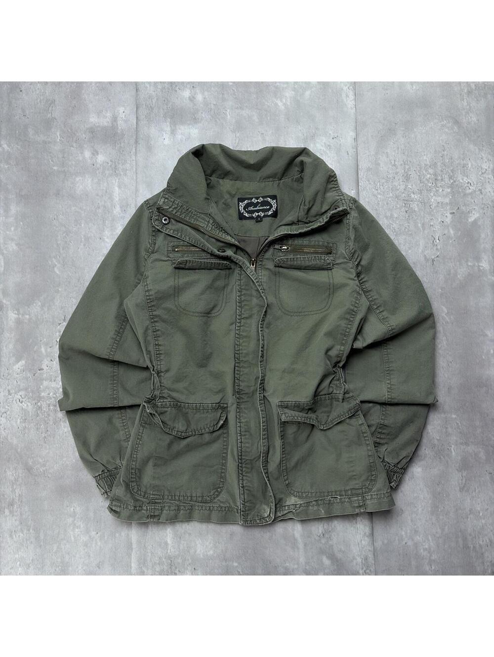Y2K Green Ambiance Grunge Gothic Distressed Military Jacket